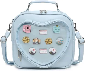 Dopamine Color Ita Bag Multi-Purpose Backpack Crossbody Satchel Heart Purse Kawaii Pin Display