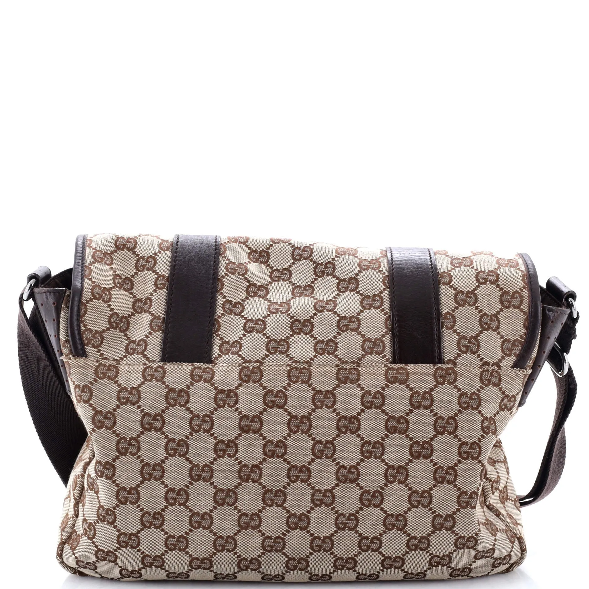 Double Belt Flap Messenger GG Canvas with Perforated Leather Medium