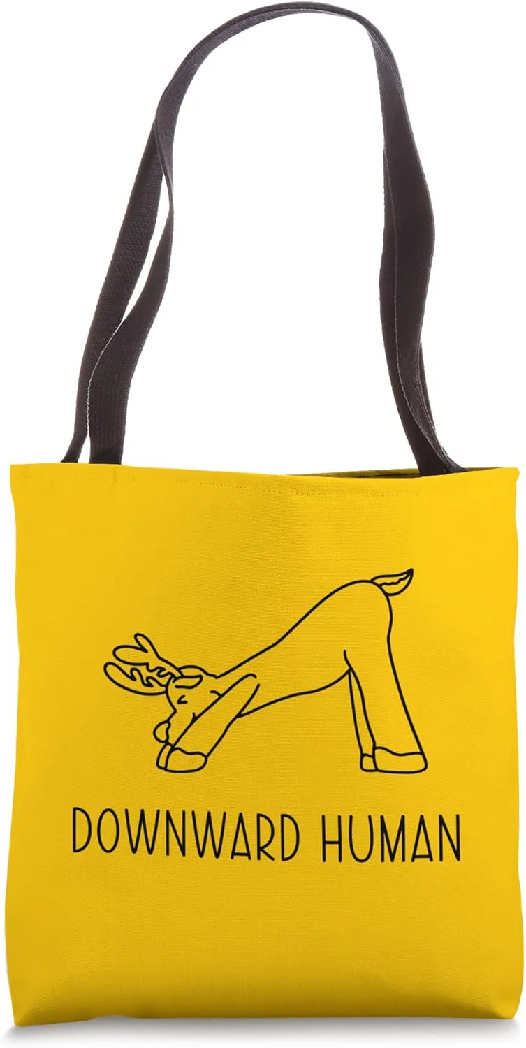 Downward Human Shirt Fun Meditation - Funny Christmas Deer Tote Bag