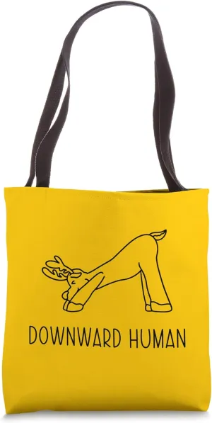 Downward Human Shirt Fun Meditation - Funny Christmas Deer Tote Bag