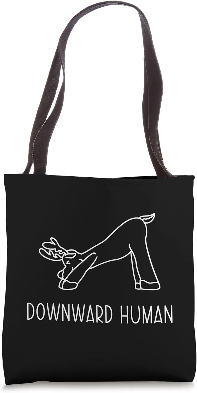 Downward Human Shirt Fun Meditation - Funny Christmas Deer Tote Bag