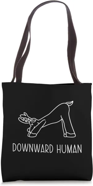 Downward Human Shirt Fun Meditation - Funny Christmas Deer Tote Bag