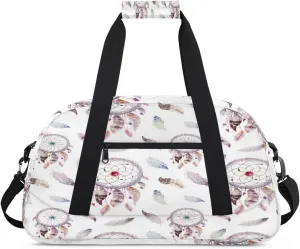 Dreamcatcher Feathers Gym Duffel Bag for Men Women Bohemian Tribe Sports Tote Bag with Adjustable Shoulder Strap for Dance Gymnastics Traveling Outdoor Camping Overnight Stay