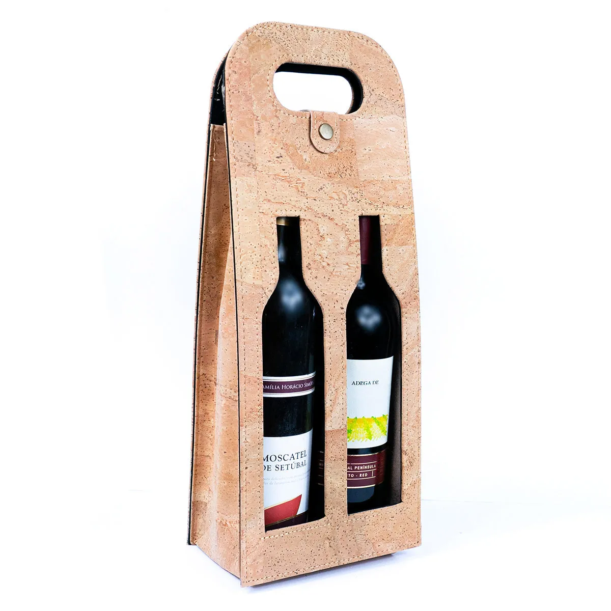Dual-Bottle Bohemian Cork Wine Carrier and Gift Bag L-911