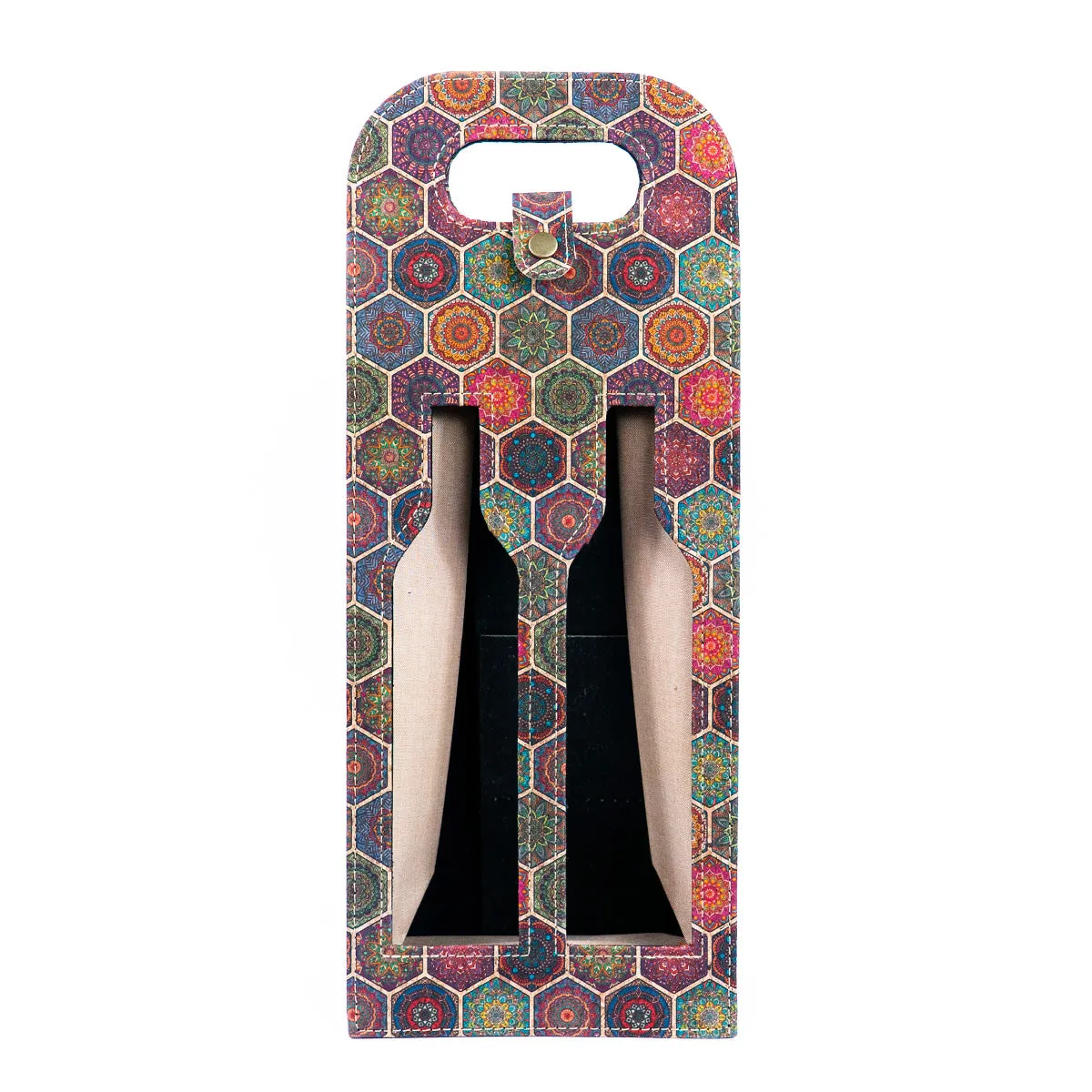 Dual-Bottle Bohemian Cork Wine Carrier and Gift Bag L-911