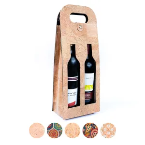 Dual-Bottle Bohemian Cork Wine Carrier and Gift Bag L-911