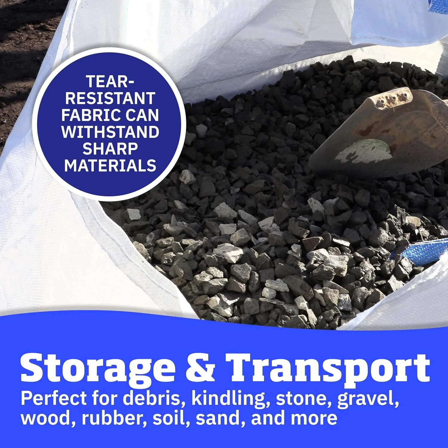 DURASACK Heavy Duty Builder's Bulk Bags 100-Gallon White Woven Polypropylene Contractor Trash Bags for Demo and Construction, Holds up to 2200 lbs