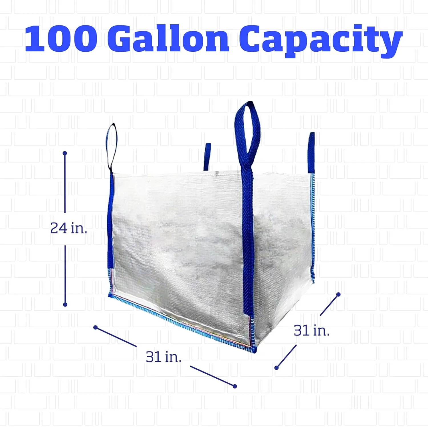 DURASACK Heavy Duty Builder's Bulk Bags 100-Gallon White Woven Polypropylene Contractor Trash Bags for Demo and Construction, Holds up to 2200 lbs