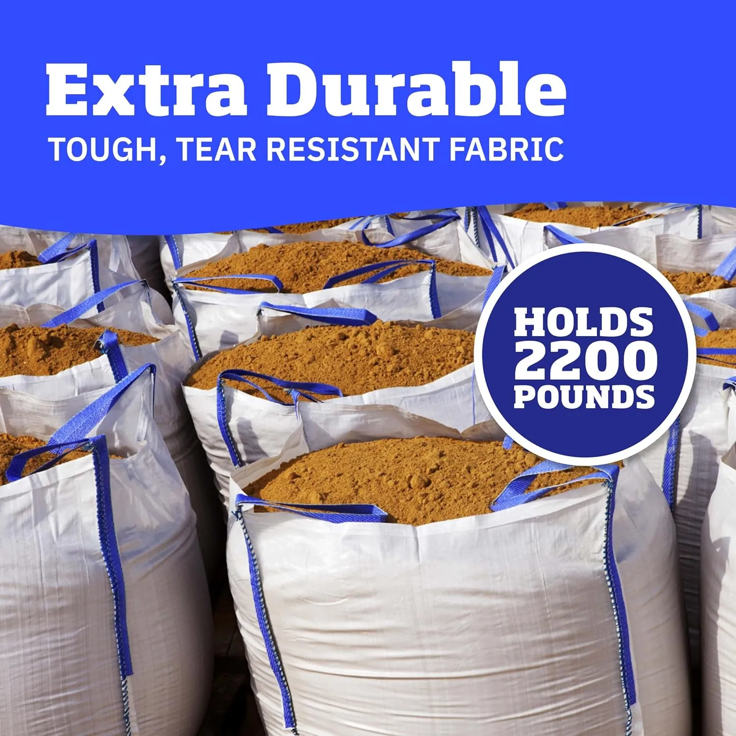 DURASACK Heavy Duty Builder's Bulk Bags 100-Gallon White Woven Polypropylene Contractor Trash Bags for Demo and Construction, Holds up to 2200 lbs