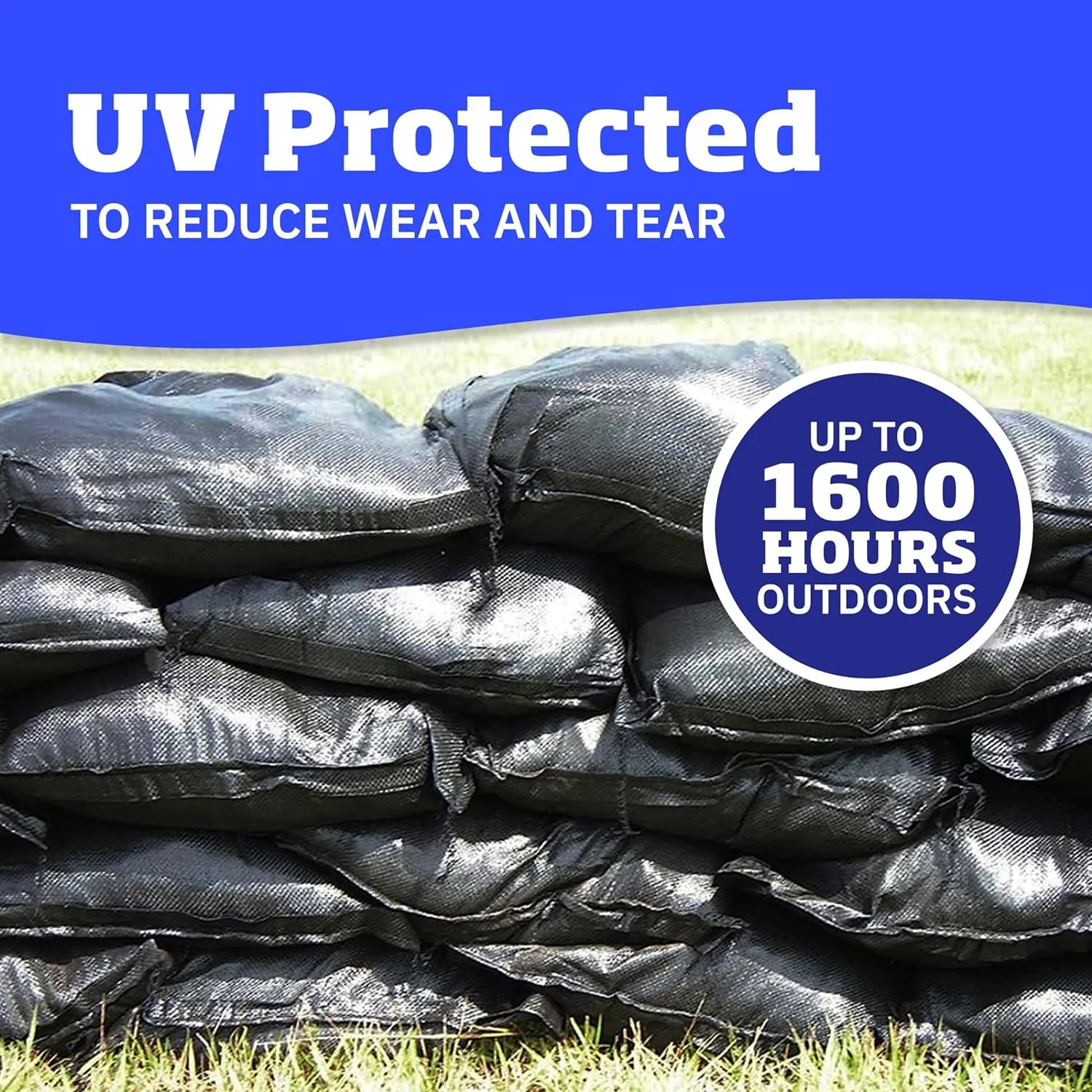 DURASACK Heavy Duty Sand Bags with Tie Strings Empty Woven Polypropylene Sand-Bags for Flood Control with 1600 Hours of UV Protection, 50 lbs Capacity, 14x26 inches, Black, Pack of 50
