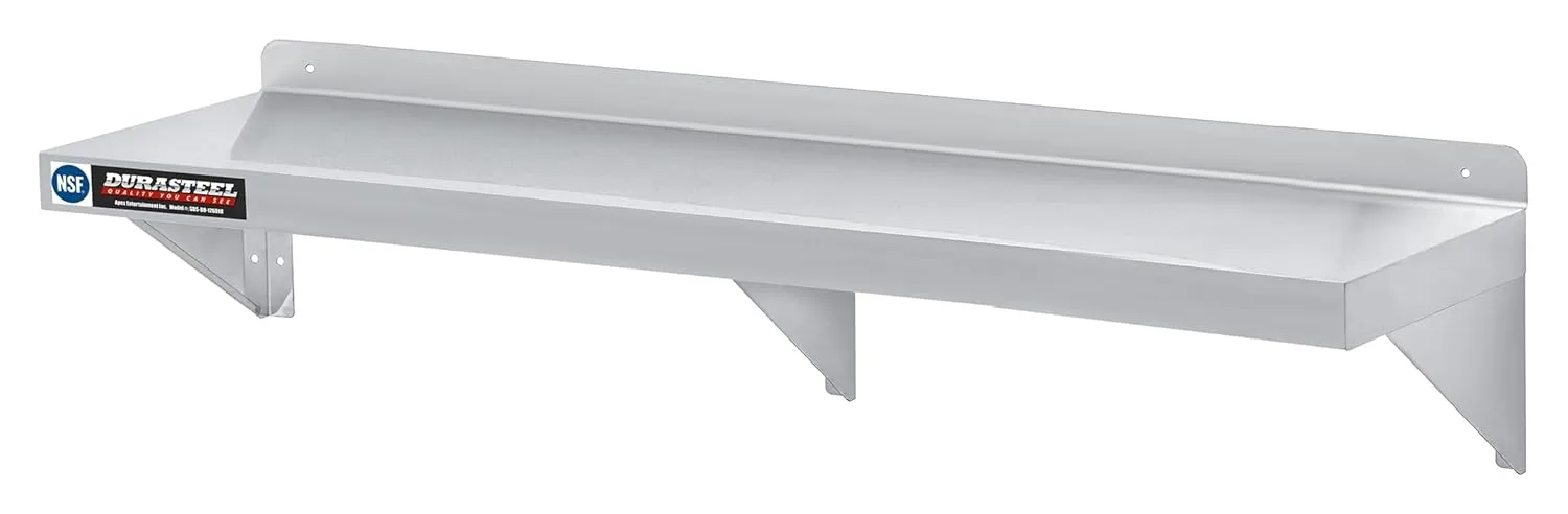 DuraSteel Stainless Steel Wall Shelf - 60" Wide x 12" Deep Commercial Grade - NSF Certified - Industrial Appliance Equipment (Restaurant, Bar, Home, Kitchen, Laundry, Garage and Utility Room)