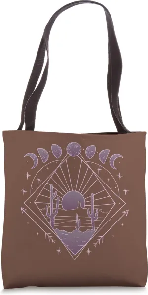 Earth Brown Boho-Chic Boho with Sun and Moon Tote Bag
