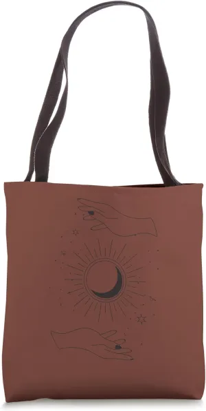 Earth Brown Boho-Chic Boho with Sun and Moon Tote Bag