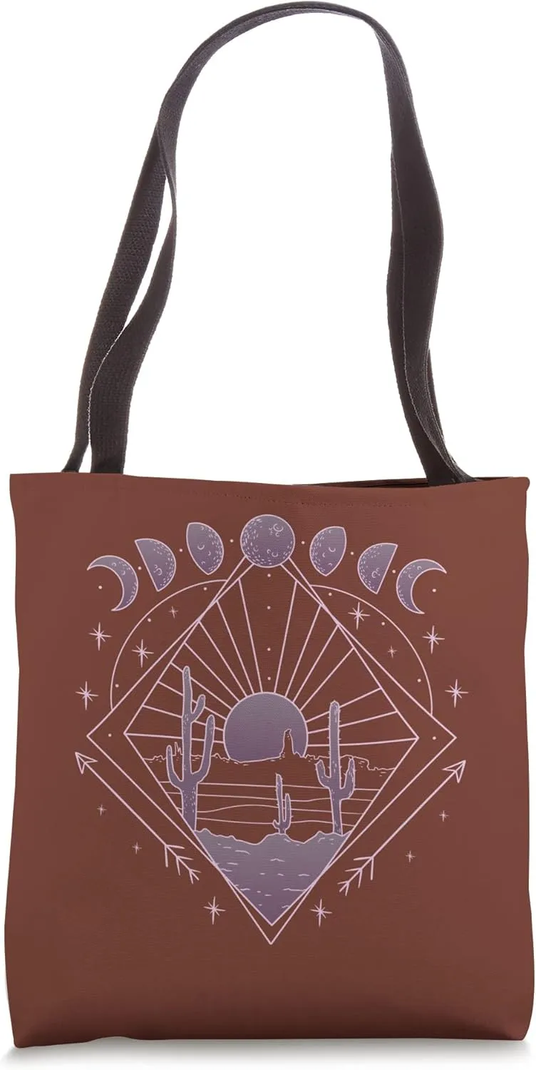 Earth Brown Boho-Chic Boho with Sun and Moon Tote Bag