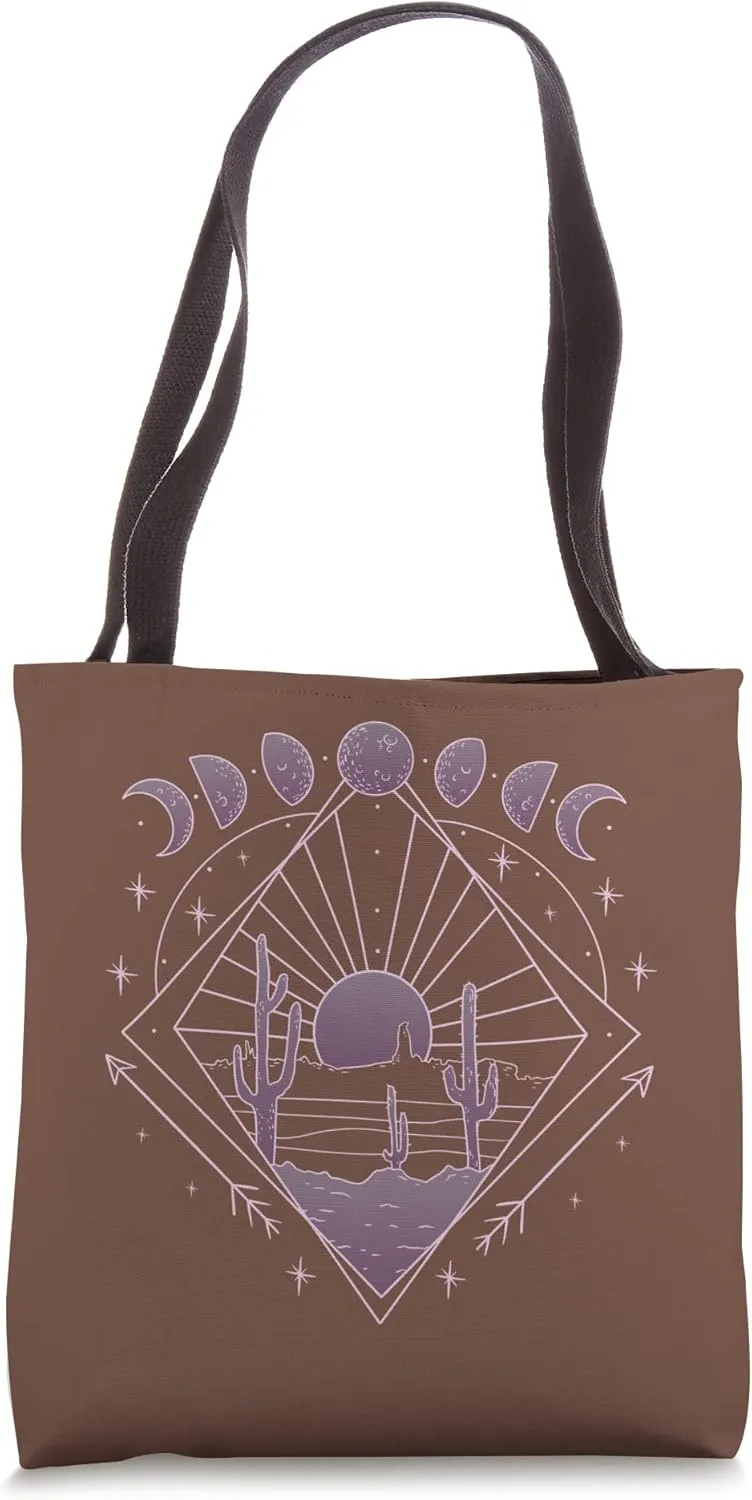 Earth Brown Boho-Chic Boho with Sun and Moon Tote Bag