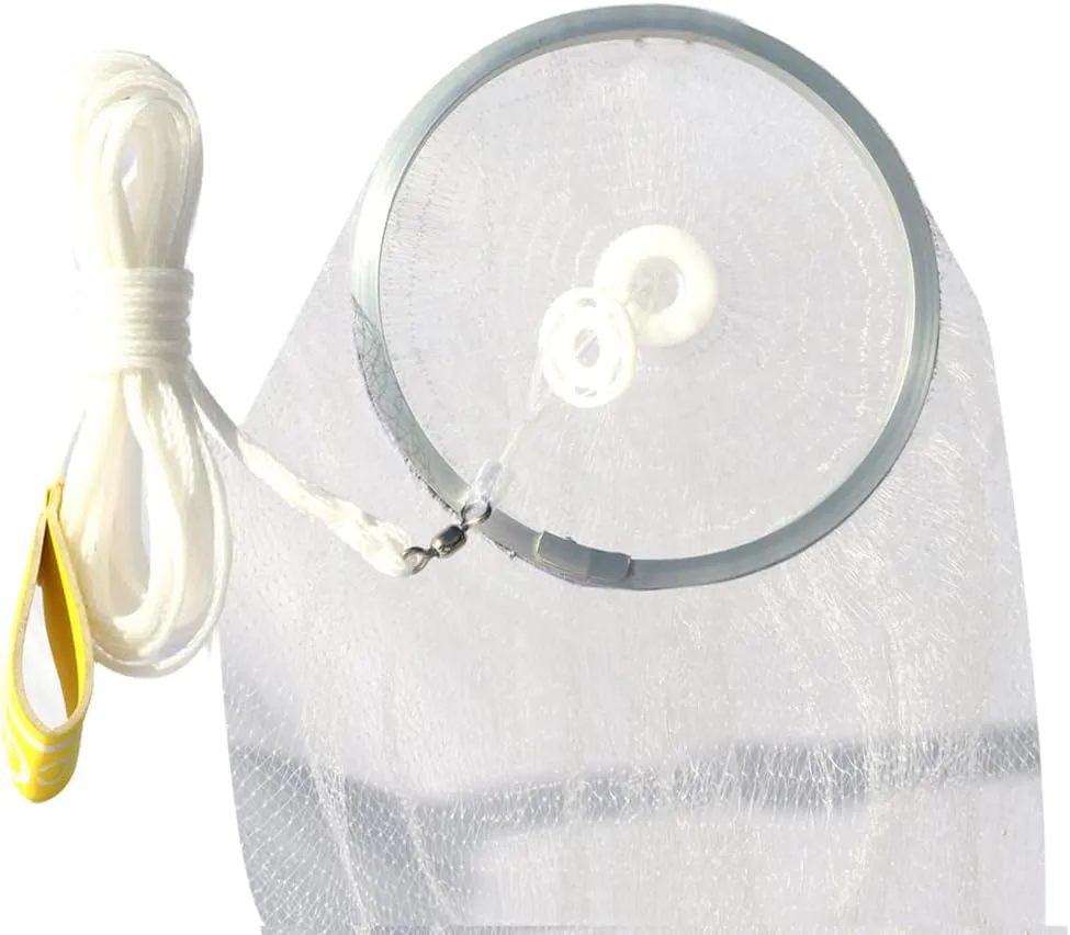 Easy Throw Frisbee Cast Net for Bait | 4ft-6ft Radius with 3/8 or 1/4 inch Mesh | Lead, Zinc, Protective Shell Iron | Professional Grade and Upgraded Material | Throw Style