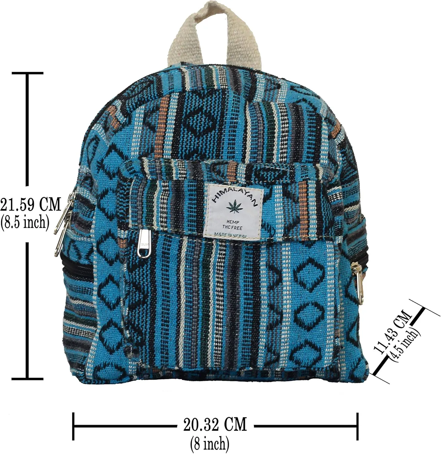 Eco Friendly Set Of Mini Backpack   Pen case Coin Purse Hemp University Light Weight For Girl (Blue), Small