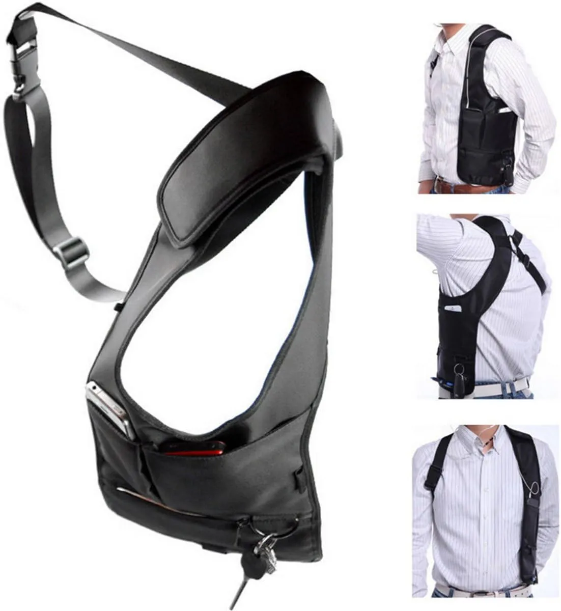 ECYC Men Security Holster Strap Messenger Bags Underarm Shoulder Bag Burglar Phone Pouch Tactical Bag