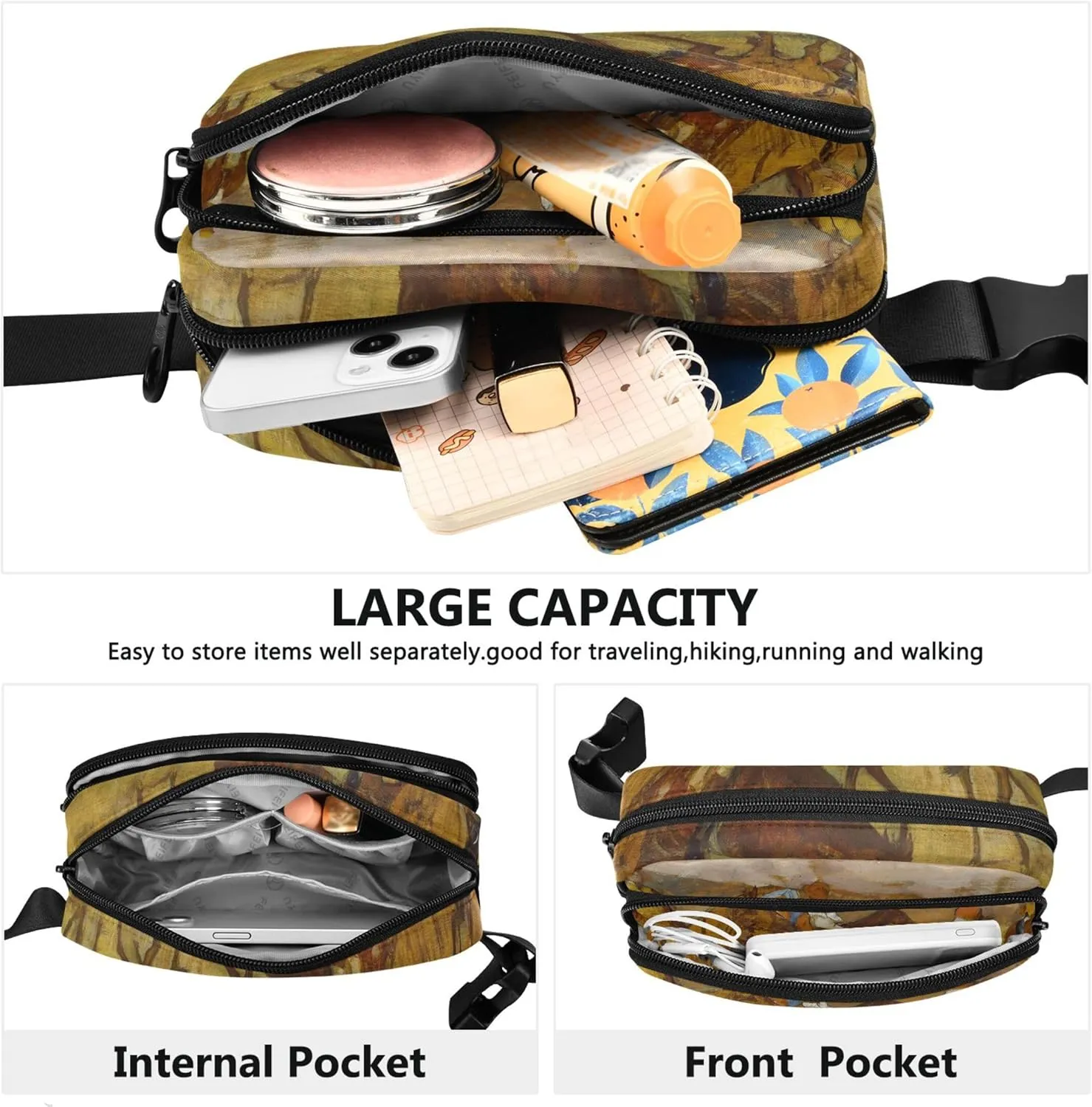 Edgar Degas Prints Jockeys Artwork Waterproof Fanny Packs for Women Hip Bag Belt Purse Pattern Travel Waist Pouch