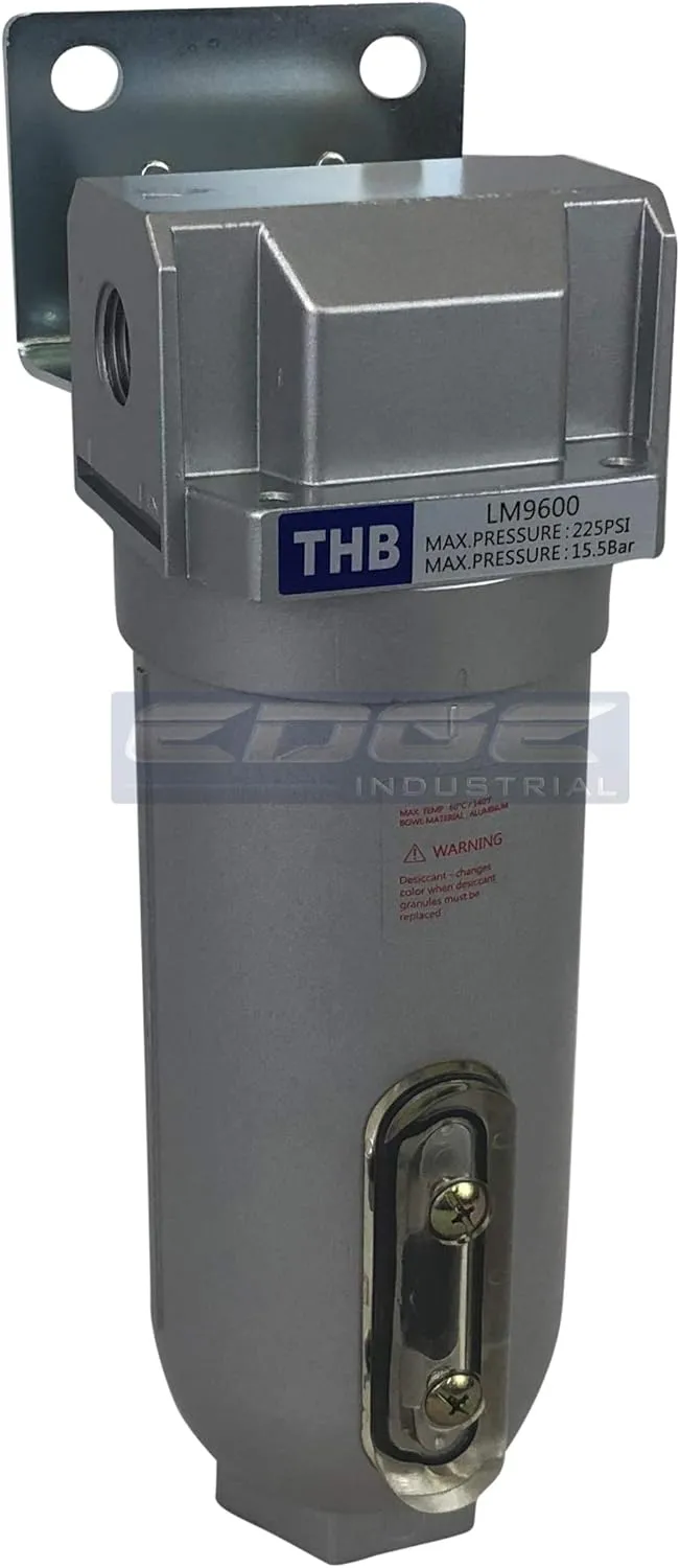 EDGE INDUSTRIAL HEAVY DUTY IN LINE DESICCANT AIR DRYER WITH METAL BOWL, FOR COMPRESSED AIR, DRY AIR FOR PNEUMATIC TOOLS (3/4" NPT)