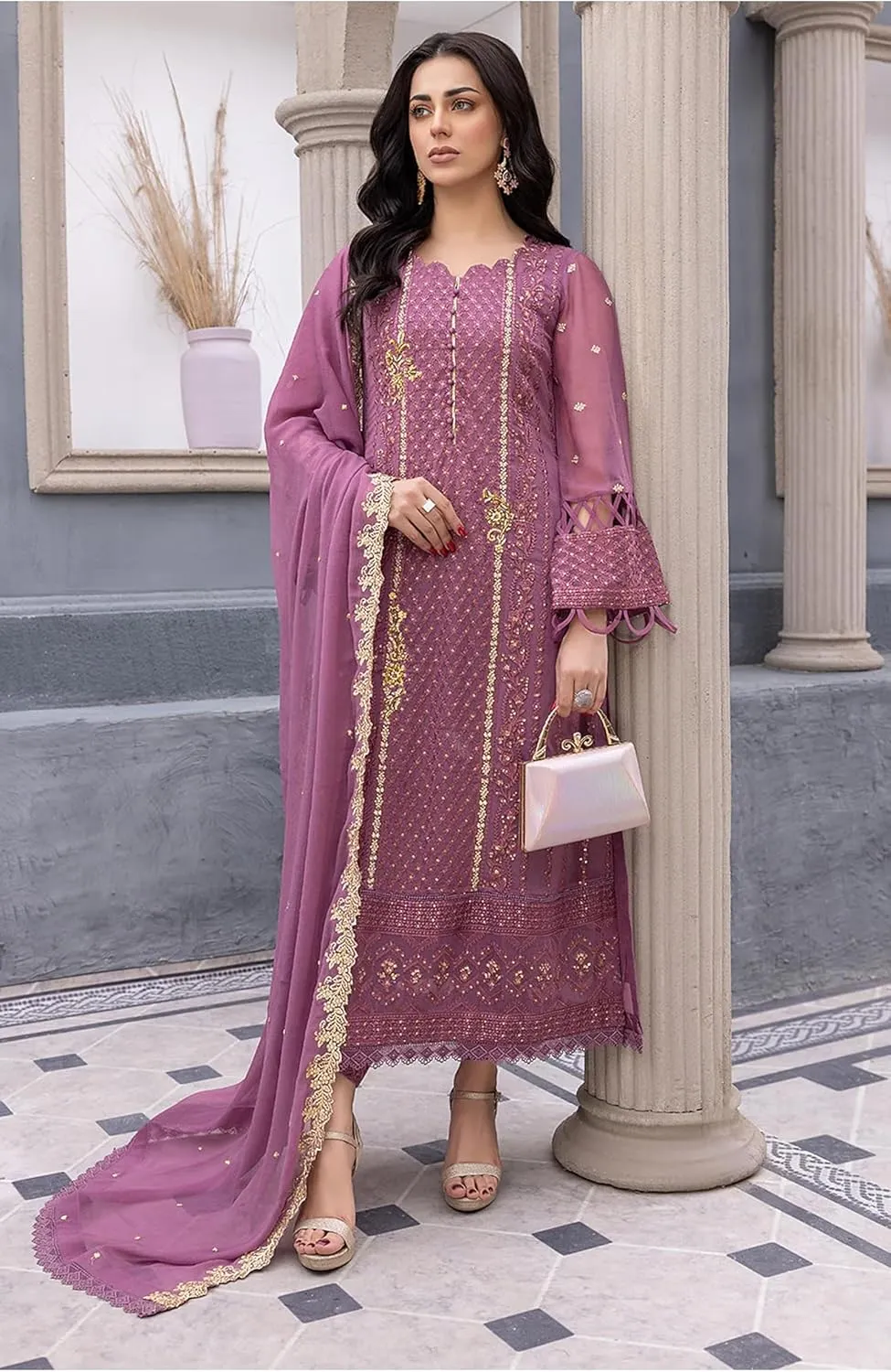 Eid festival Indian Salwar Kameez Pakistani suit ready to wear embroidered plus size for women (k158)