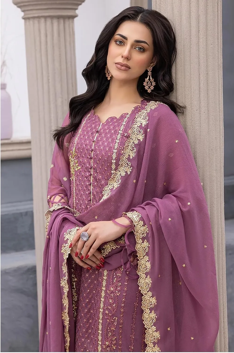 Eid festival Indian Salwar Kameez Pakistani suit ready to wear embroidered plus size for women (k158)