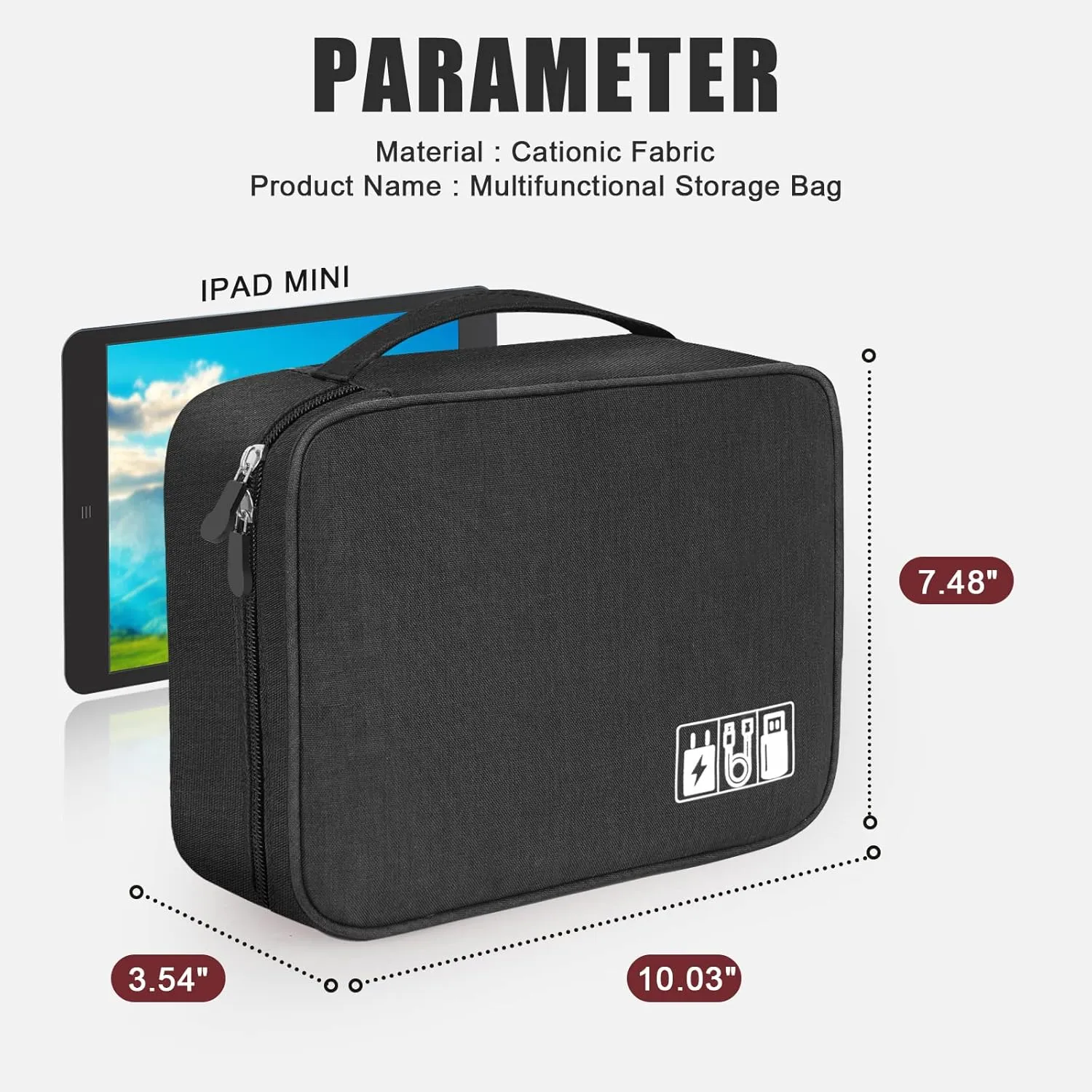 Electronic Organizer Travel Universal Cable Organizer Electronics Accessories Bag for Cable, Charger, Phone, USB, SD Card,1Pack