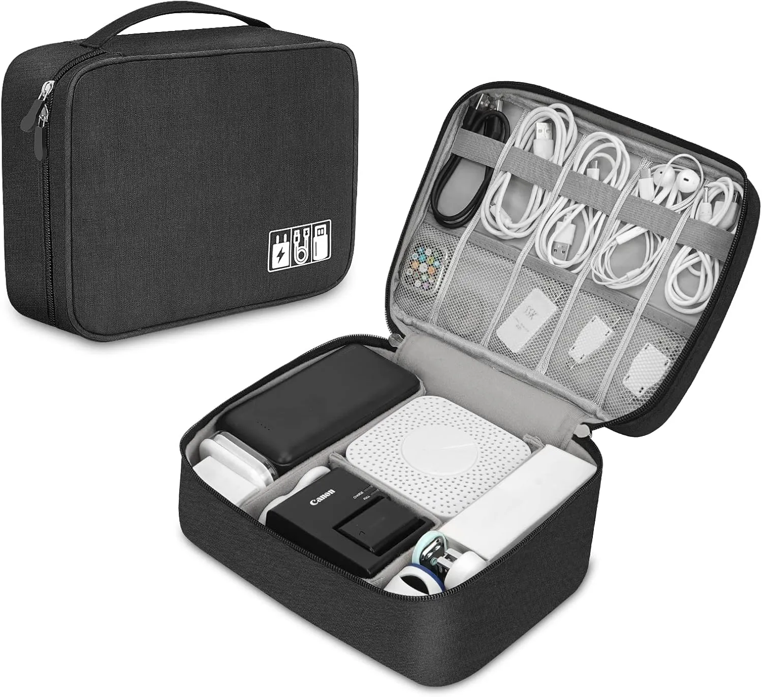 Electronic Organizer Travel Universal Cable Organizer Electronics Accessories Bag for Cable, Charger, Phone, USB, SD Card,1Pack