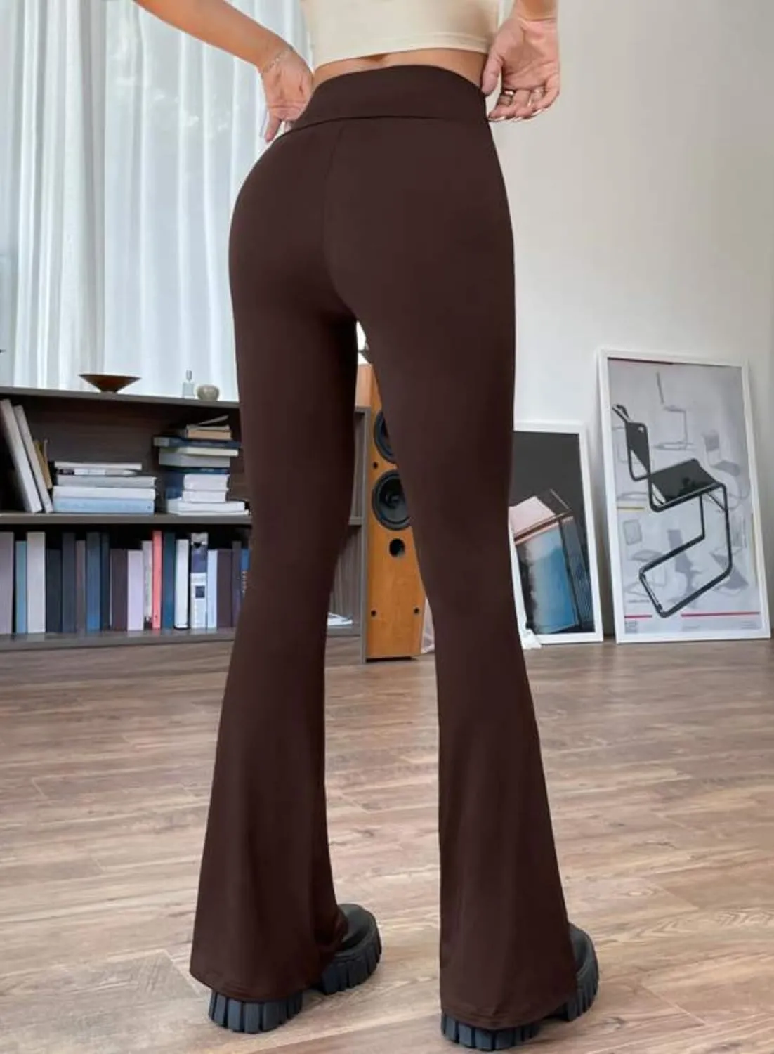 Ella Lust Ruched Flared Leggings for Women - 90s Low Rise Bootleg Yoga Pants Festival Outfits Casual Workout Bell Bottom