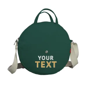 Embroidered Personalized Custom Made Monogram Round Canvas Crossbody Bag Adjustable Shoulder Bag Name Initials for Wife Girlfriend Mom Dad