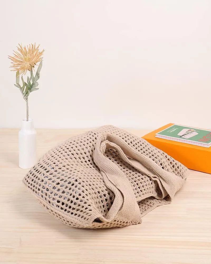 ENBEI Crochet Beach Bag - Women's Knit Shoulder Bags for Travel - Cute, Handmade Tote