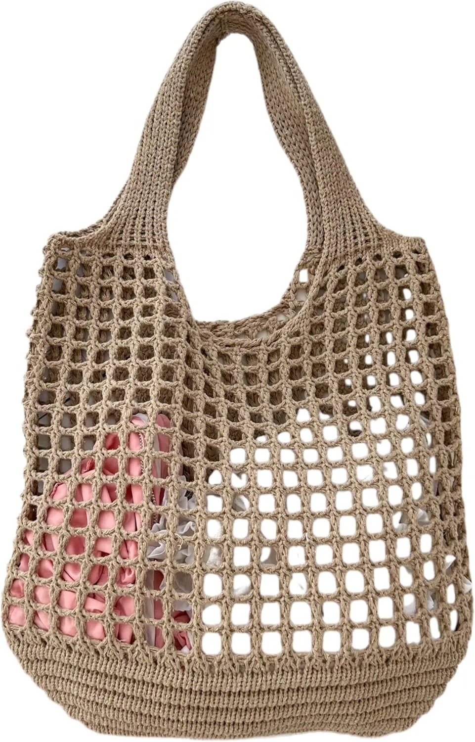 ENBEI Crochet Beach Bag - Women's Knit Shoulder Bags for Travel - Cute, Handmade Tote