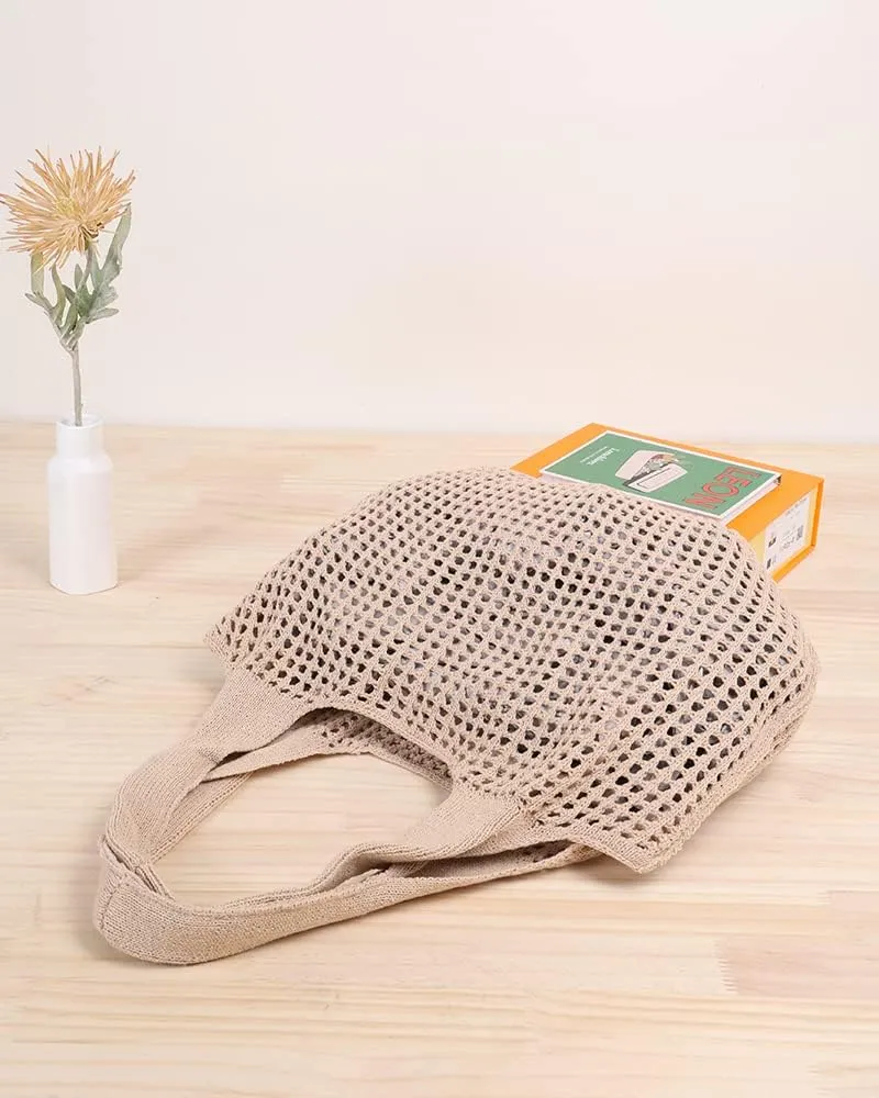 ENBEI Crochet Beach Bag - Women's Knit Shoulder Bags for Travel - Cute, Handmade Tote