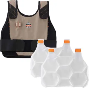Ergodyne unisex adult   Premium FR Phase Change Cooling Vest Packs, Khaki, Small-Medium US