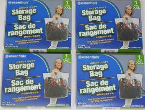 essentials(TM) Heavy Duty Clear Plastic Storage Bags w/ Zip-Lock & Carry Handle, 1-Count XX Large 24”x20”(Pack of 4)