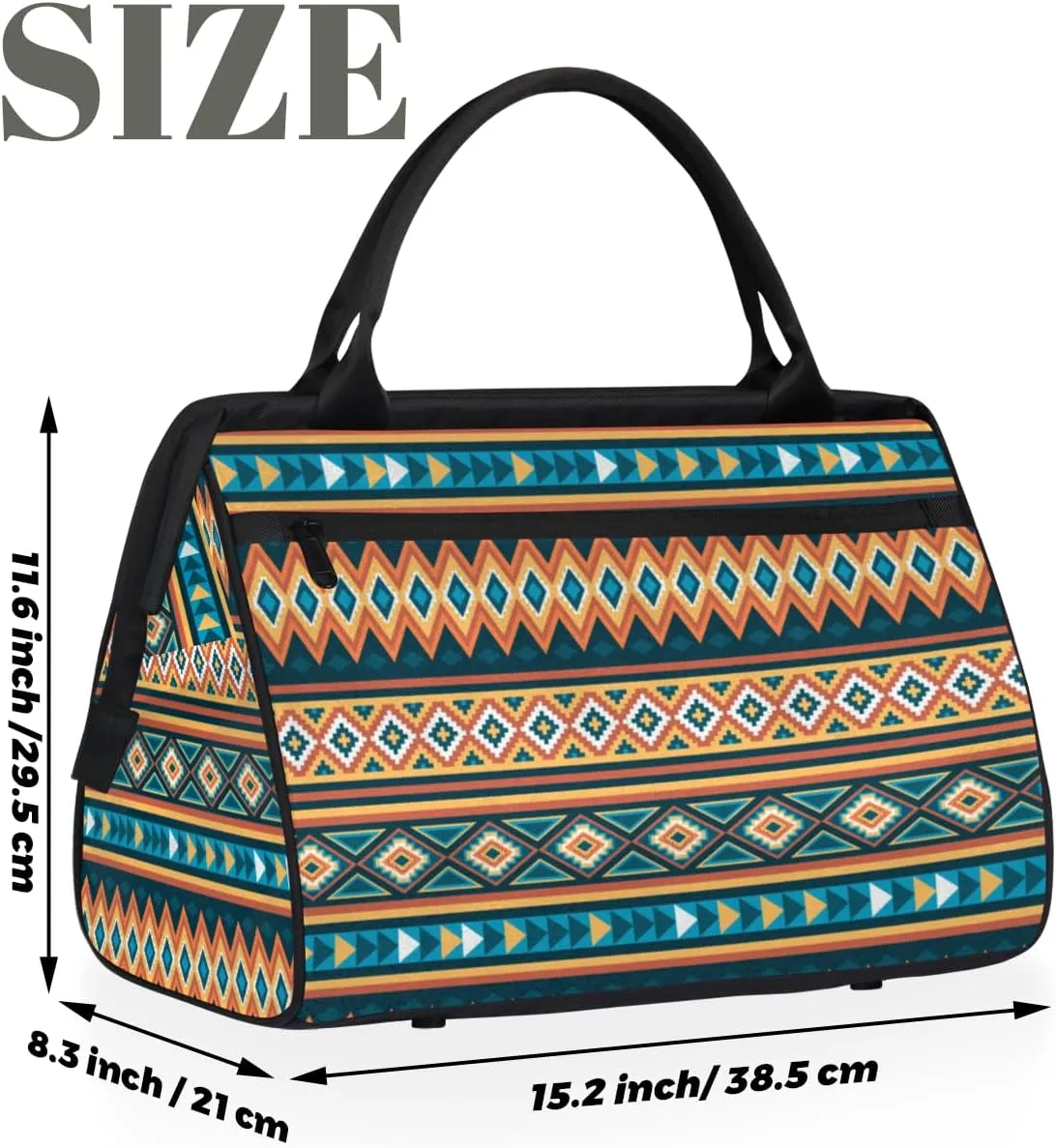 Ethnic Abstract Boho Bohemian Weekender Overnight Bag for Women Waterproof Carry On Travel Duffle Bags with Pocket Lightweight Sports Gym Tote Bag Large Luggage Workout Personal Item Hospital Bags
