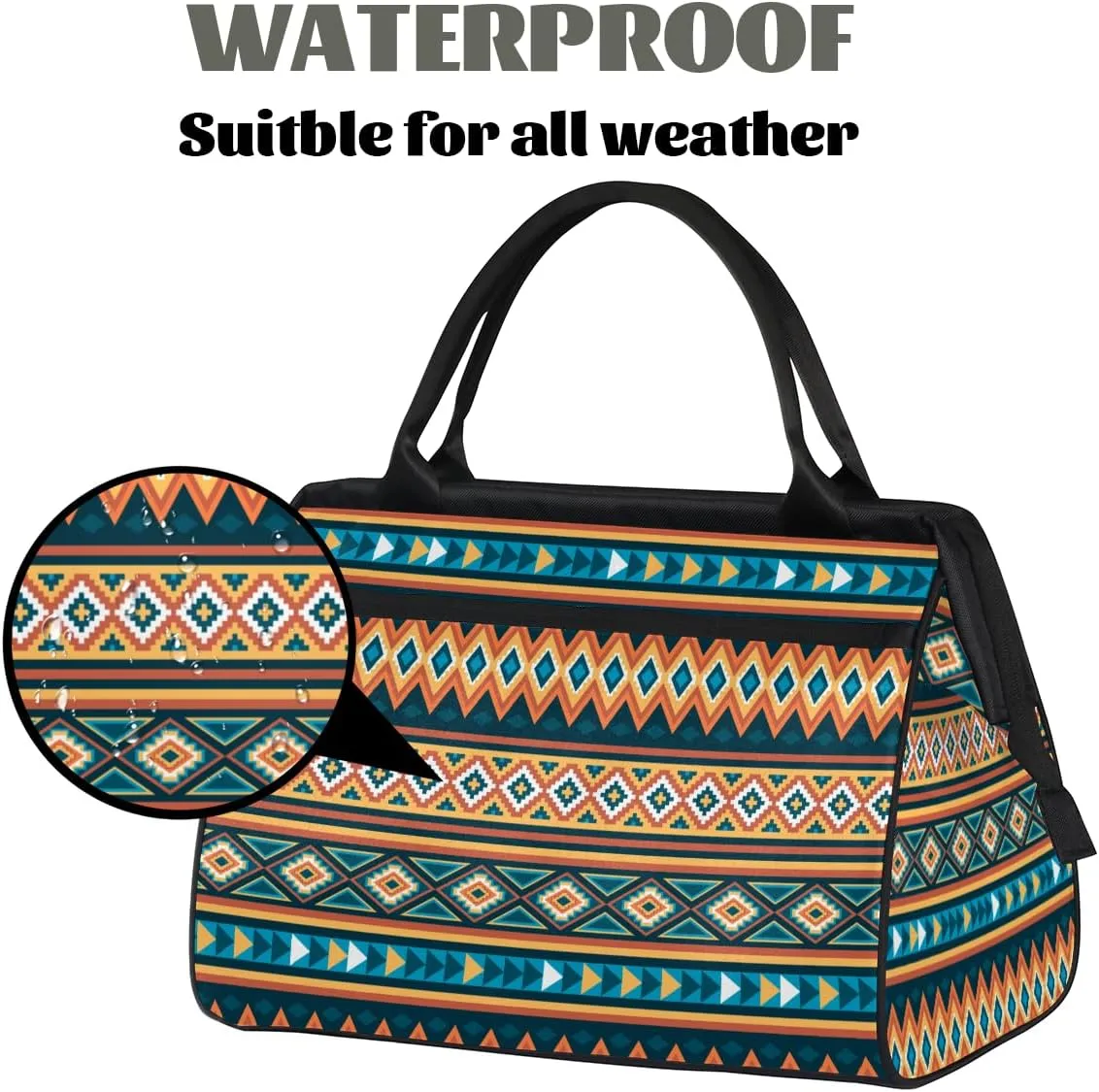 Ethnic Abstract Boho Bohemian Weekender Overnight Bag for Women Waterproof Carry On Travel Duffle Bags with Pocket Lightweight Sports Gym Tote Bag Large Luggage Workout Personal Item Hospital Bags