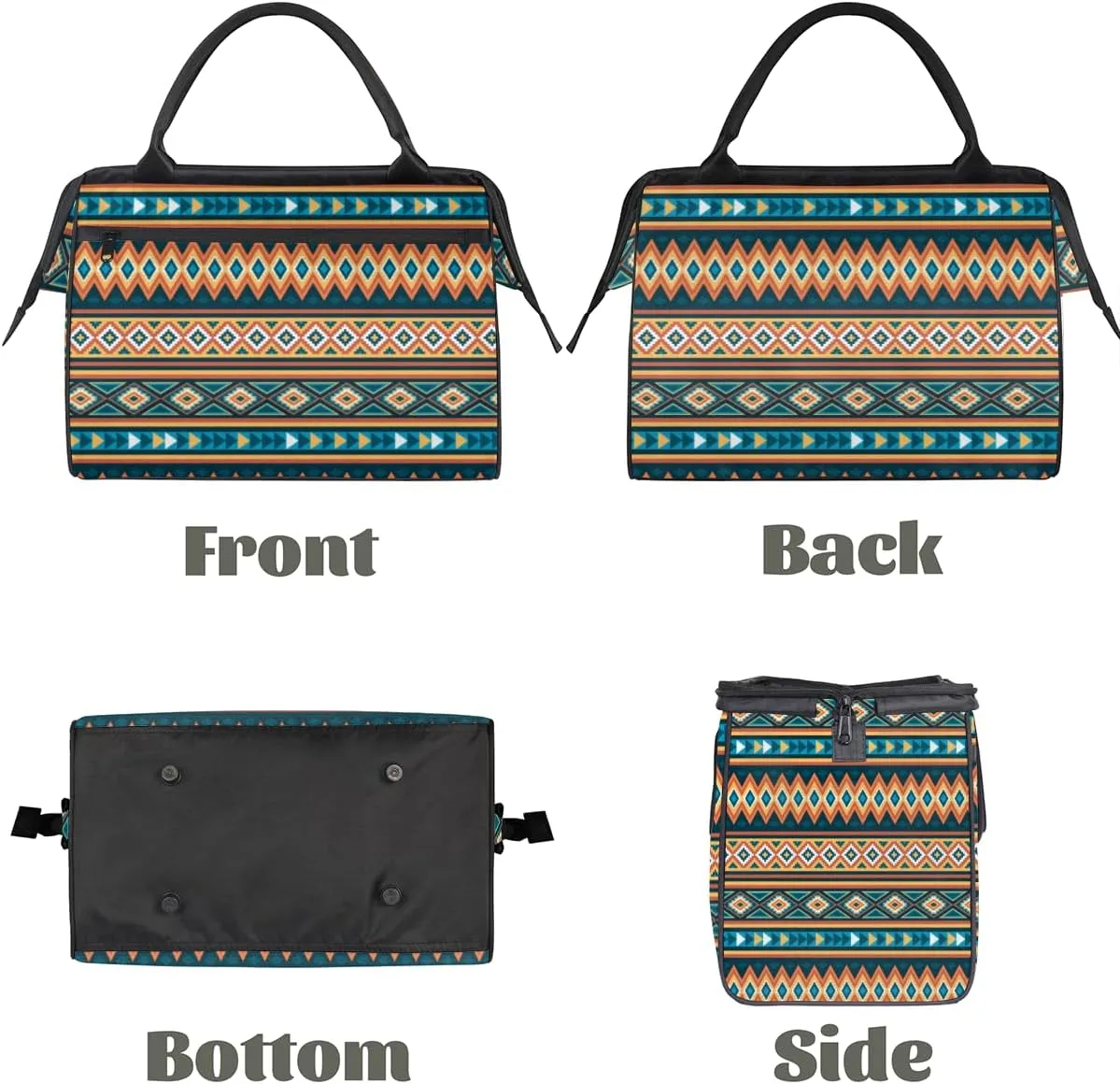 Ethnic Abstract Boho Bohemian Weekender Overnight Bag for Women Waterproof Carry On Travel Duffle Bags with Pocket Lightweight Sports Gym Tote Bag Large Luggage Workout Personal Item Hospital Bags