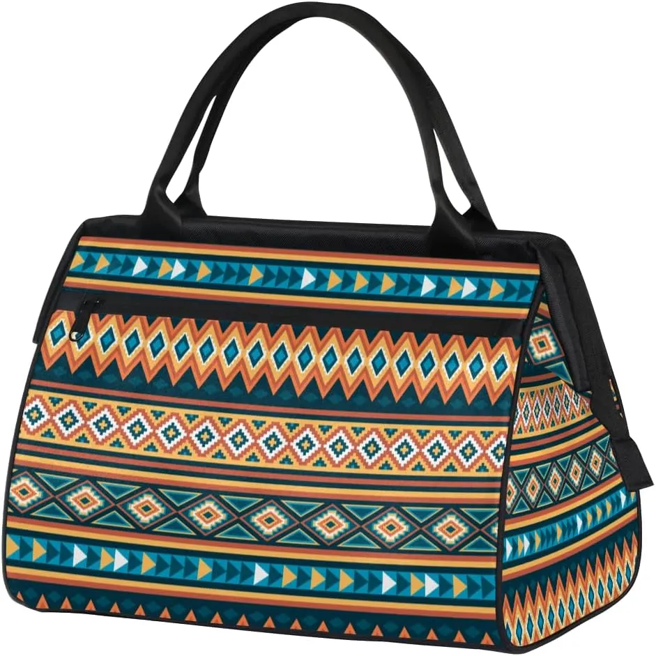 Ethnic Abstract Boho Bohemian Weekender Overnight Bag for Women Waterproof Carry On Travel Duffle Bags with Pocket Lightweight Sports Gym Tote Bag Large Luggage Workout Personal Item Hospital Bags
