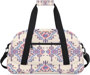 Ethnic Floral Gym Duffel Bag for Men Women Bohemian Sports Tote Bag with Adjustable Shoulder Strap for Dance Gymnastics Traveling Outdoor Camping Overnight Stay