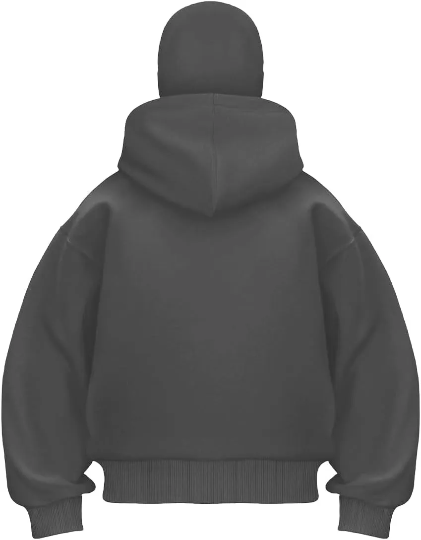 EUDOLAH Balaclava Jacket Zip Up Fashion Double Layer Hoodie Hip Hop Outerwear Jacket Y2K Clothing for Men and Women