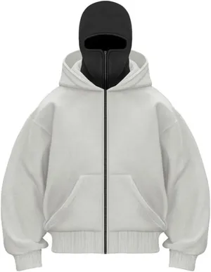EUDOLAH Balaclava Jacket Zip Up Fashion Double Layer Hoodie Hip Hop Outerwear Jacket Y2K Clothing for Men and Women