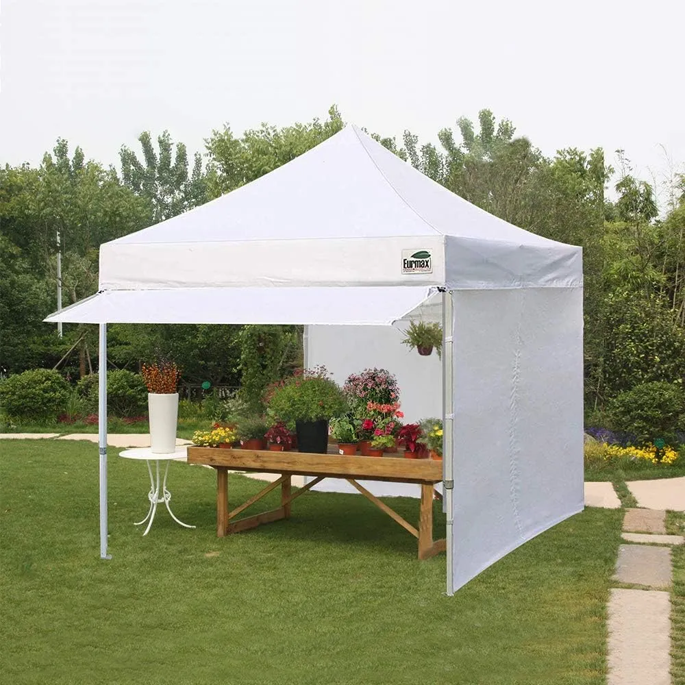 Eurmax USA 10 x 10 Pop up Canopy Commercial Tent Outdoor Party Canopies with 4 Removable Zippered Sidewalls and Roller Bag Bonus 4 Canopy Sand Bags & 24 Squre Ft Extended Awning(Red)
