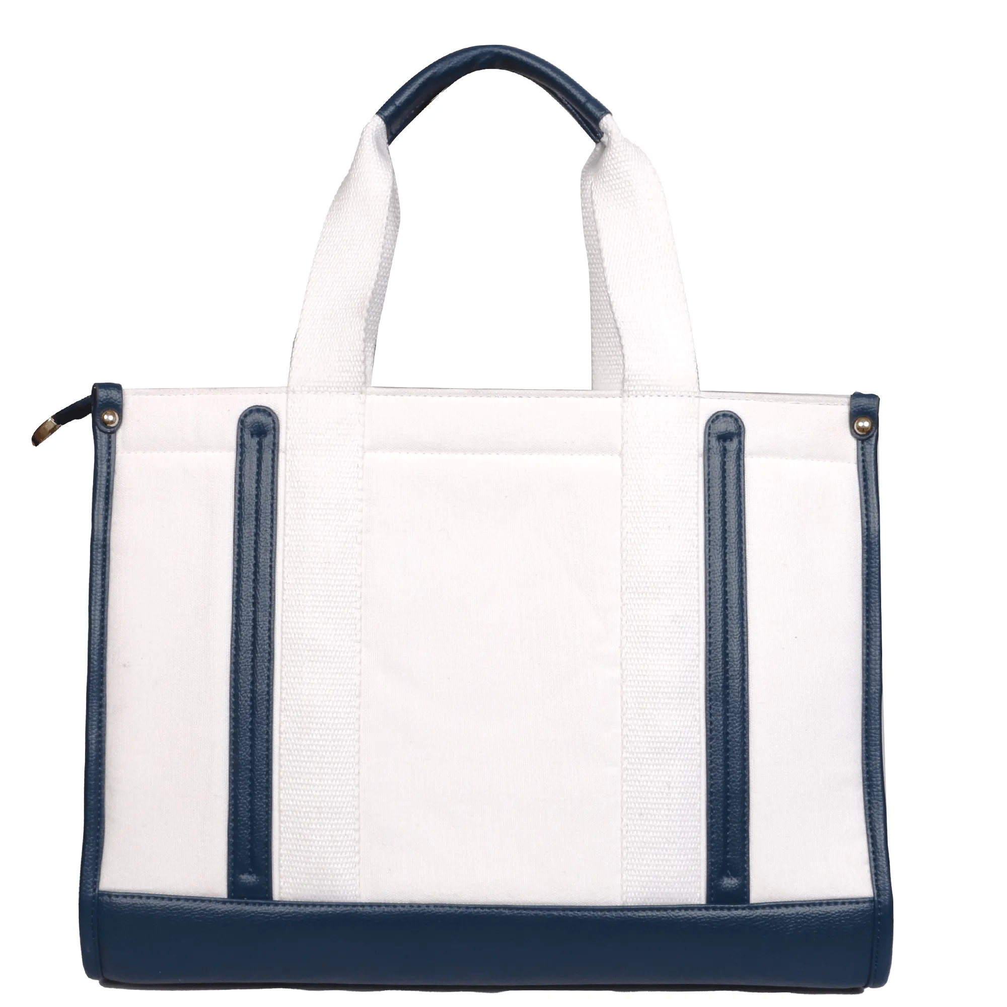 Everyday Women's Canvas Tote Bag for Laptops up to 14 Inches (White-Blue)