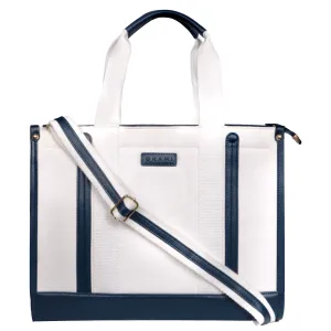 Everyday Women's Canvas Tote Bag for Laptops up to 14 Inches (White-Blue)
