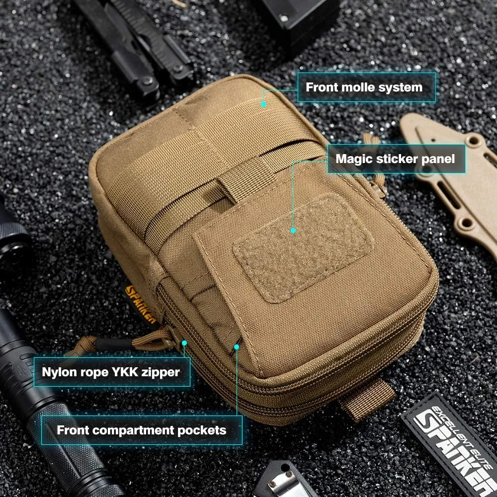 EXCELLENT ELITE SPANKER Tactical Molle EDC Pouch Nylon Belt Waist Bag Camping Hiking Organizer with Cellphone Holster for iPhone 12Pro 12 11ProMax XsMax XR XS X 8Plus 8 7 6 Samsung Galaxy Note 9 S9