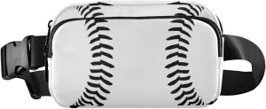 Exnundod Fanny Waist Pack Waist Black Baseball Stitches Waist Bag 2024 Sports Softball Crossbody Bag Adjustable Belt Bag for Traveling Running Hiking Cycling