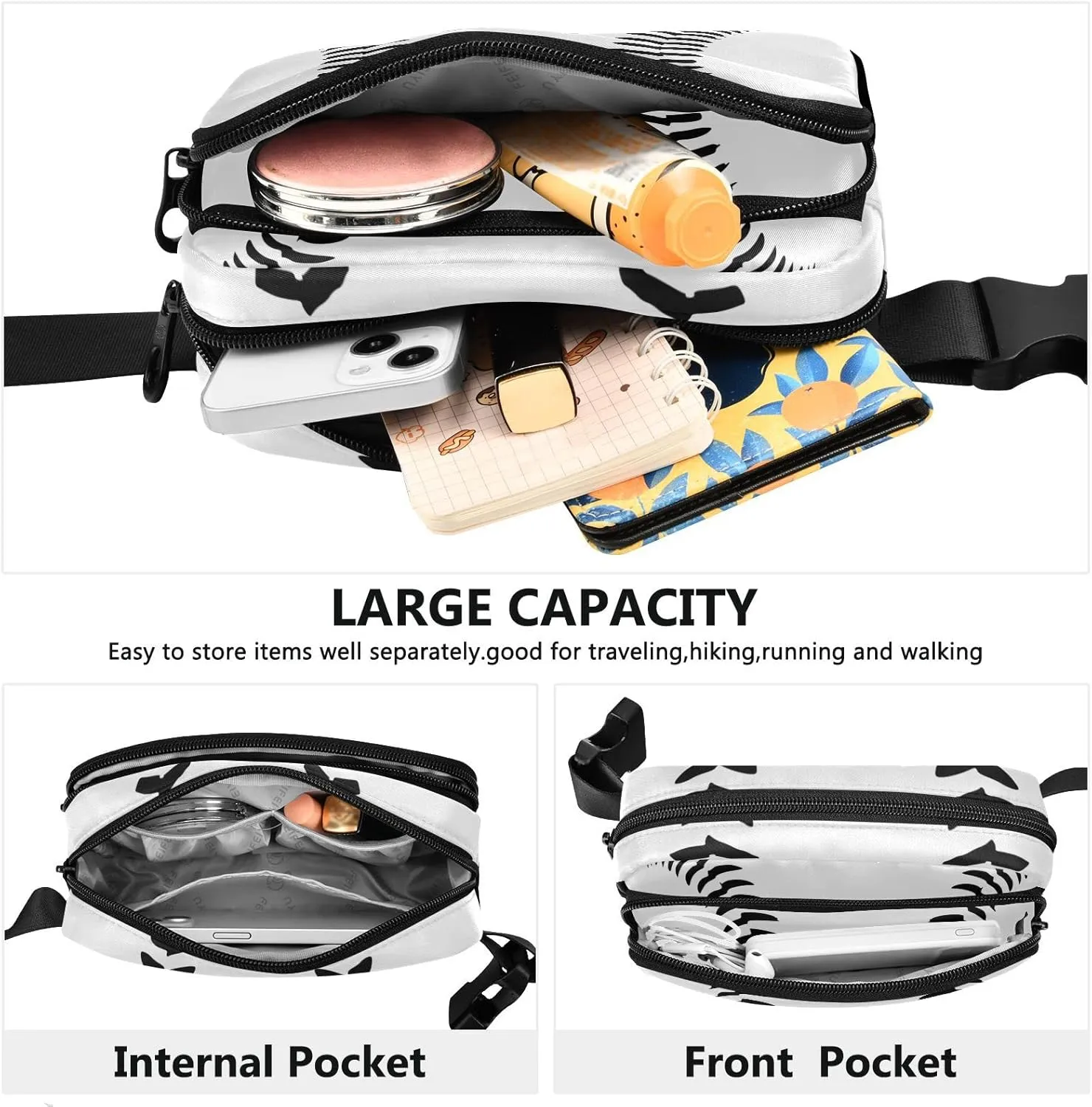 Exnundod Fanny Waist Pack Waist Black Baseball Stitches Waist Bag 2024 Sports Softball Crossbody Bag Adjustable Belt Bag for Traveling Running Hiking Cycling