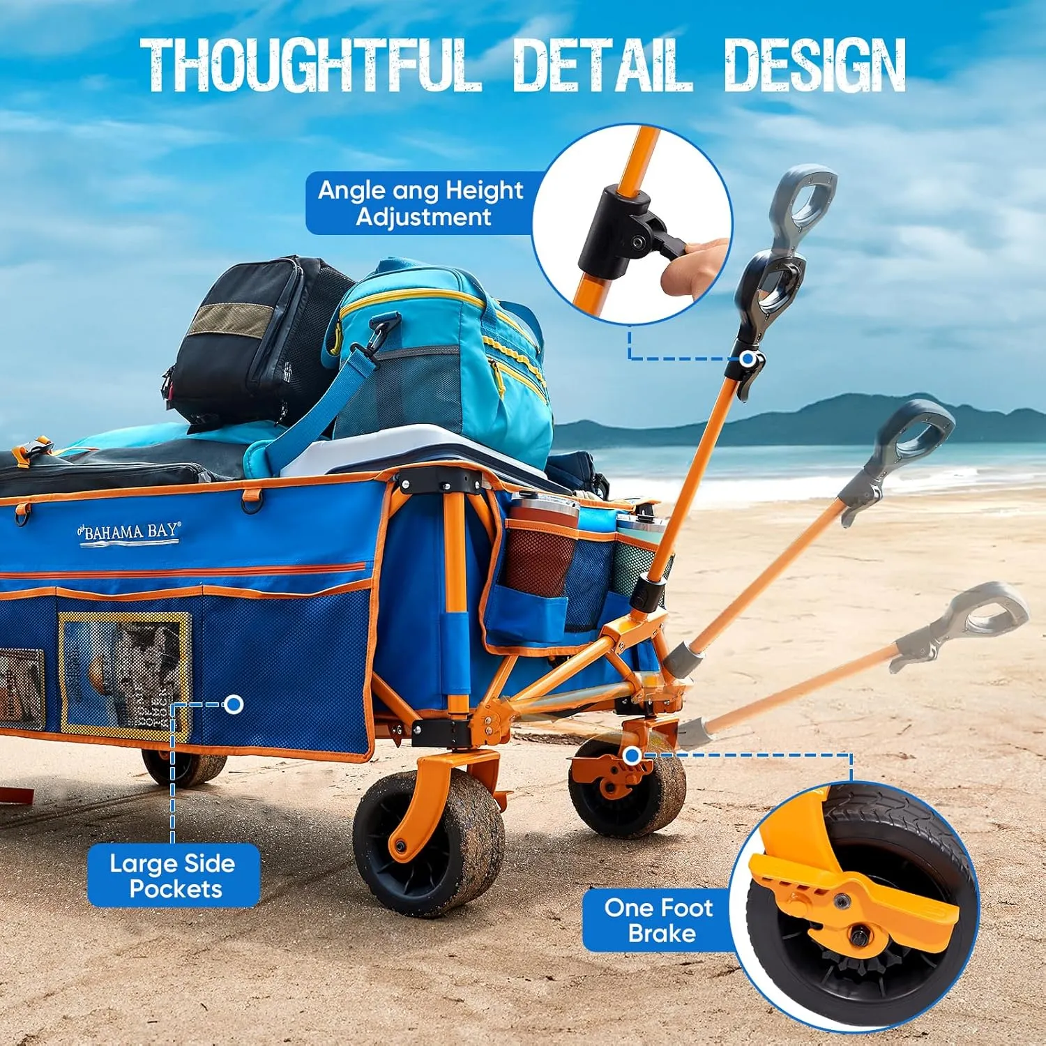 Extra Large Heavy-Duty Beach Wagon - 55.11" x 26.38" Foldable Utility Cart with 400 lbs Capacity, Compact Fold Design, Ideal for Beach, Camping, Groceries, and Outdoor Adventures