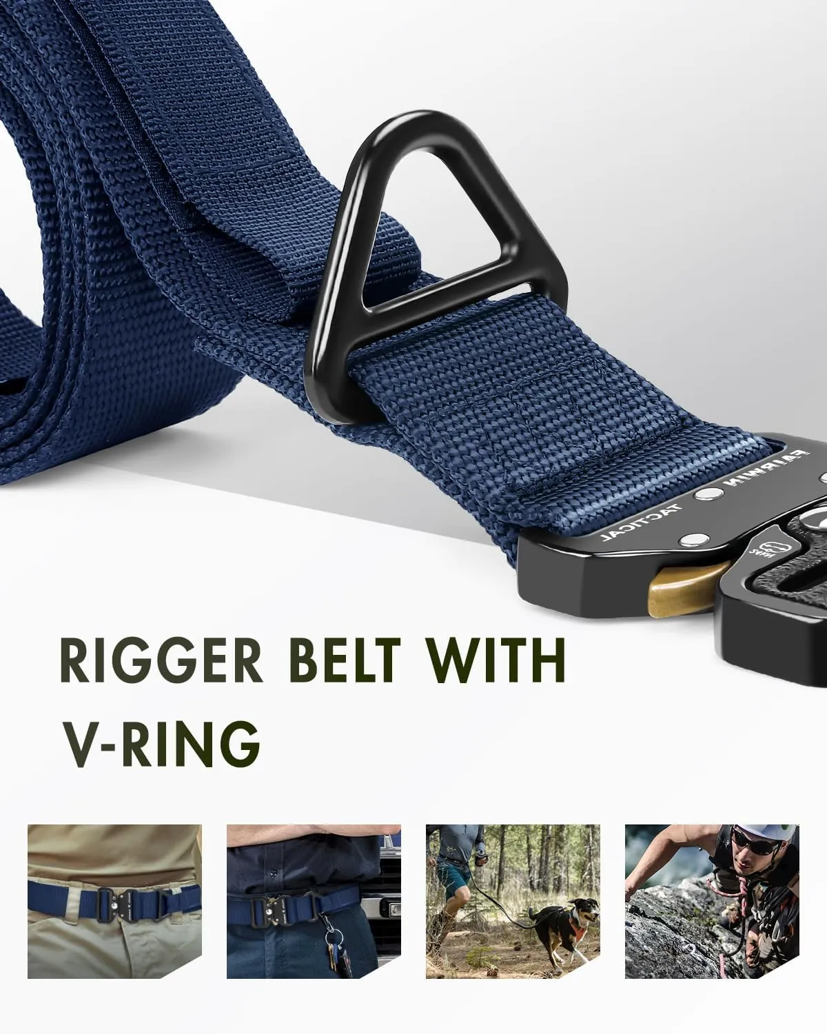 FAIRWIN Men's Tactical Belt, Rigger Belt, Utility Nylon Web Waist Work Belt for Men with V-ring Quick-Release Buckle